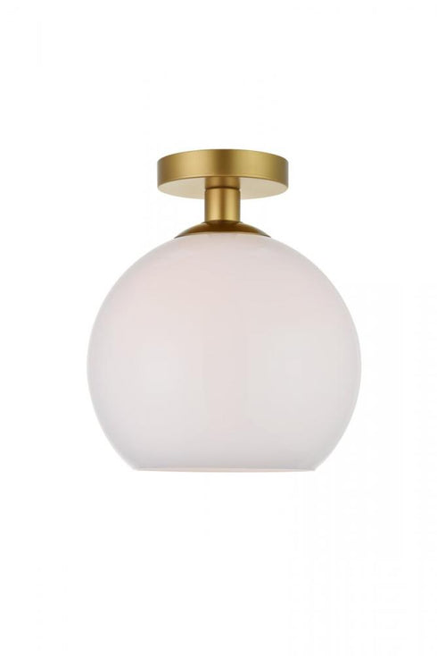 Elegant Lighting Baxter 1 Light Black Flush Mount With Frosted White Glass in Black and Frosted White Finish Model: LD2211BK