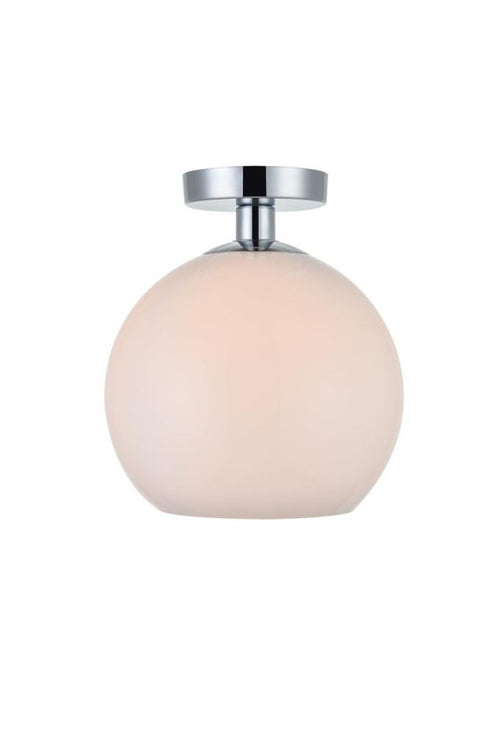 Elegant Lighting Baxter 1 Light Black Flush Mount With Frosted White Glass in Black and Frosted White Finish Model: LD2211BK