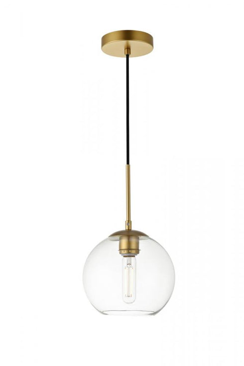 Elegant Lighting Baxter 1 Light Black Pendant With Clear Glass in Black and Clear Finish Model: LD2206BK