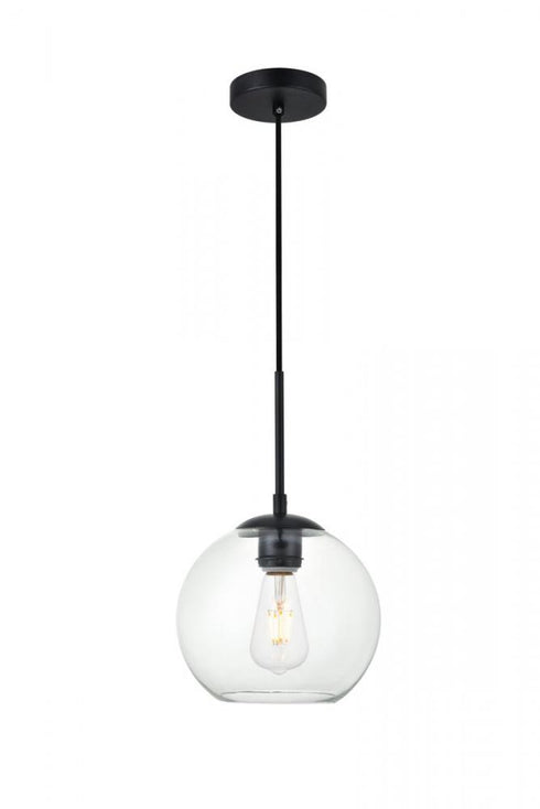 Elegant Lighting Baxter 1 Light Black Pendant With Clear Glass in Black and Clear Finish Model: LD2206BK
