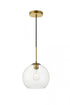 Elegant Lighting Baxter 1 Light Black Pendant With Clear Glass in Black and Clear Finish Model: LD2212BK