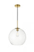 Elegant Lighting Baxter 1 Light Black Pendant With Clear Glass in Black and Clear Finish Model: LD2216BK