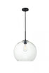 Elegant Lighting Baxter 1 Light Black Pendant With Clear Glass in Black and Clear Finish Model: LD2216BK