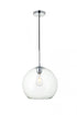 Elegant Lighting Baxter 1 Light Black Pendant With Clear Glass in Black and Clear Finish Model: LD2224BK