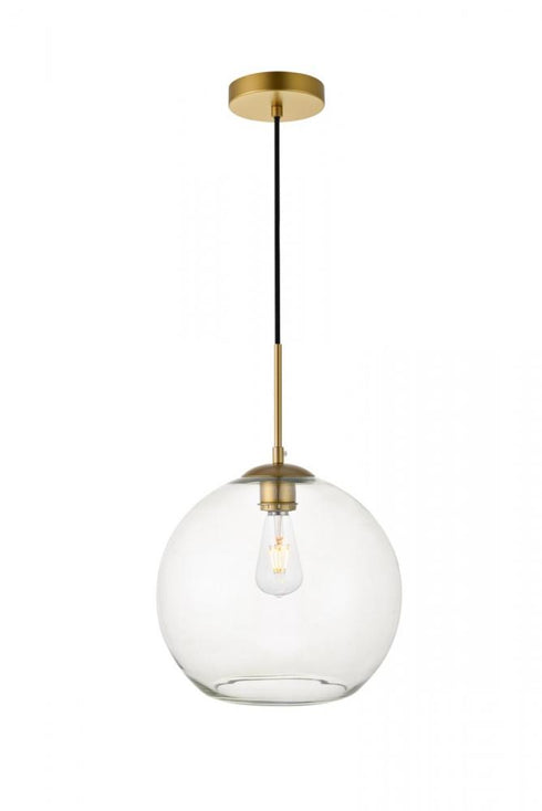 Elegant Lighting Baxter 1 Light Black Pendant With Clear Glass in Black and Clear Finish Model: LD2224BK