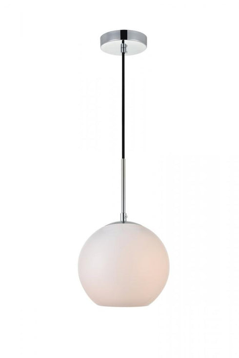 Elegant Lighting Baxter 1 Light Black Pendant With Frosted White Glass in Black and Frosted White Finish Model: LD2207BK