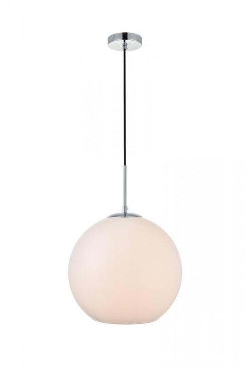 Elegant Lighting Baxter 1 Light Black Pendant With Frosted White Glass in Black and Frosted White Finish Model: LD2217BK