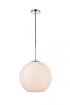 Elegant Lighting Baxter 1 Light Black Pendant With Frosted White Glass in Black and Frosted White Finish Model: LD2217BK