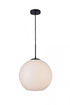 Elegant Lighting Baxter 1 Light Black Pendant With Frosted White Glass in Black and Frosted White Finish Model: LD2217BK