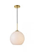 Elegant Lighting Baxter 1 Light Black Pendant With Frosted White Glass in Black and Frosted White Finish Model: LD2225BK