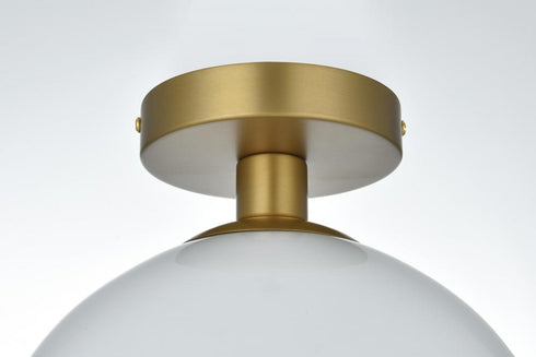 Elegant Lighting Baxter 10 inch Flush Mount Frosted White Shade in Satin Gold in Satin Gold and Frosted White Finish Model: LD2211SG