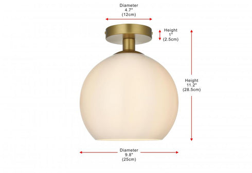Elegant Lighting Baxter 10 inch Flush Mount Frosted White Shade in Satin Gold in Satin Gold and Frosted White Finish Model: LD2211SG