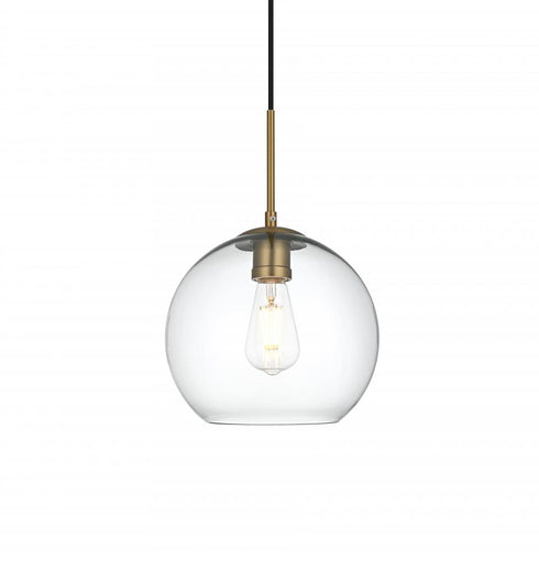 Elegant Lighting Baxter 10 inch Pendant Clear Shade in Satin Gold in Satin Gold and Clear Finish Model: LD2212SG
