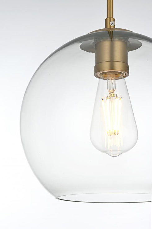 Elegant Lighting Baxter 10 inch Pendant Clear Shade in Satin Gold in Satin Gold and Clear Finish Model: LD2212SG