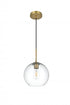 Elegant Lighting Baxter 10 inch Pendant Clear Shade in Satin Gold in Satin Gold and Clear Finish Model: LD2212SG