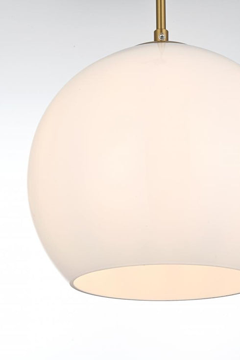 Elegant Lighting Baxter 10 inch Pendant Frosted White Shade in Satin Gold in Satin Gold and Frosted White Finish Model: LD2213SG