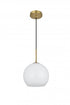 Elegant Lighting Baxter 10 inch Pendant Frosted White Shade in Satin Gold in Satin Gold and Frosted White Finish Model: LD2213SG
