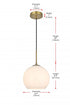 Elegant Lighting Baxter 10 inch Pendant Frosted White Shade in Satin Gold in Satin Gold and Frosted White Finish Model: LD2213SG