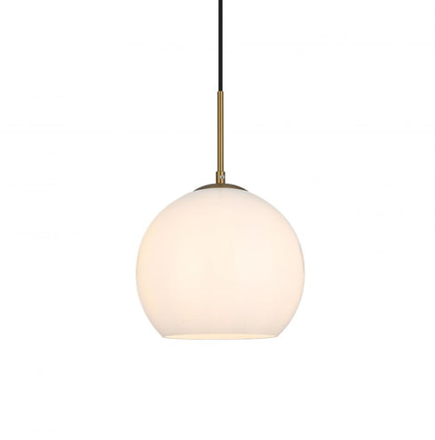 Elegant Lighting Baxter 10 inch Pendant Frosted White Shade in Satin Gold in Satin Gold and Frosted White Finish Model: LD2213SG