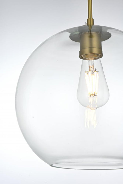 Elegant Lighting Baxter 12 inch Pendant Clear Shade in Satin Gold in Satin Gold and Clear Finish Model: LD2224SG