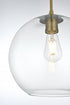 Elegant Lighting Baxter 12 inch Pendant Clear Shade in Satin Gold in Satin Gold and Clear Finish Model: LD2224SG