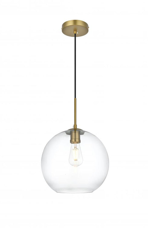 Elegant Lighting Baxter 12 inch Pendant Clear Shade in Satin Gold in Satin Gold and Clear Finish Model: LD2224SG