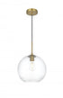 Elegant Lighting Baxter 12 inch Pendant Clear Shade in Satin Gold in Satin Gold and Clear Finish Model: LD2224SG