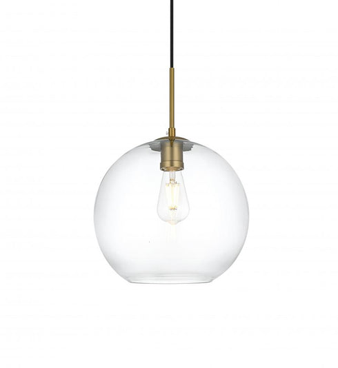 Elegant Lighting Baxter 12 inch Pendant Clear Shade in Satin Gold in Satin Gold and Clear Finish Model: LD2224SG
