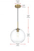 Elegant Lighting Baxter 12 inch Pendant Clear Shade in Satin Gold in Satin Gold and Clear Finish Model: LD2224SG