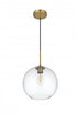 Elegant Lighting Baxter 12 inch Pendant Clear Shade in Satin Gold in Satin Gold and Clear Finish Model: LD2224SG