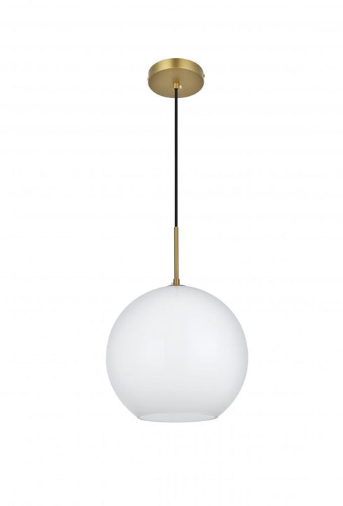 Elegant Lighting Baxter 12 inch Pendant Frosted White Shade in Satin Gold in Satin Gold and Frosted White Finish Model: LD2225SG