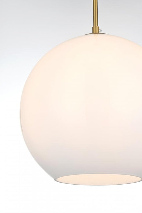Elegant Lighting Baxter 12 inch Pendant Frosted White Shade in Satin Gold in Satin Gold and Frosted White Finish Model: LD2225SG