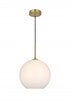 Elegant Lighting Baxter 12 inch Pendant Frosted White Shade in Satin Gold in Satin Gold and Frosted White Finish Model: LD2225SG