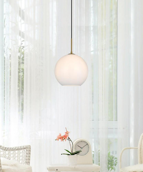 Elegant Lighting Baxter 12 inch Pendant Frosted White Shade in Satin Gold in Satin Gold and Frosted White Finish Model: LD2225SG