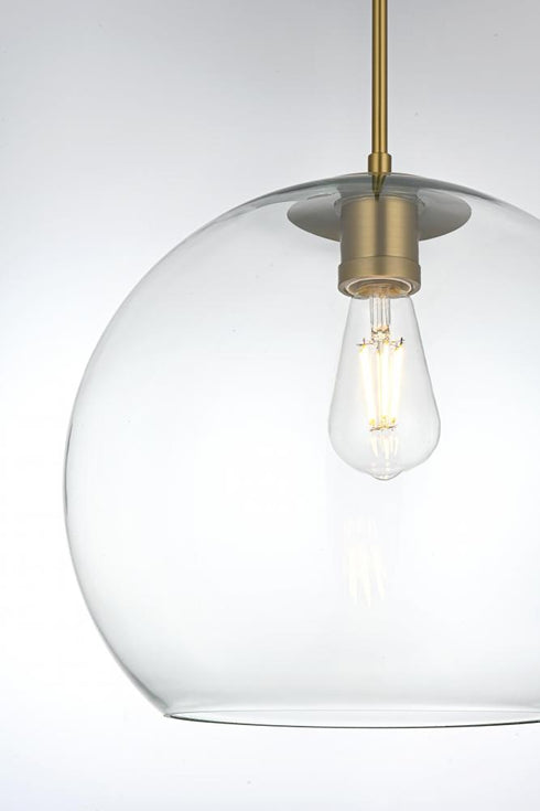 Elegant Lighting Baxter 14 inch Pendant Clear Shade in Satin Gold in Satin Gold and Clear Finish Model: LD2216SG