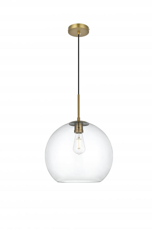 Elegant Lighting Baxter 14 inch Pendant Clear Shade in Satin Gold in Satin Gold and Clear Finish Model: LD2216SG