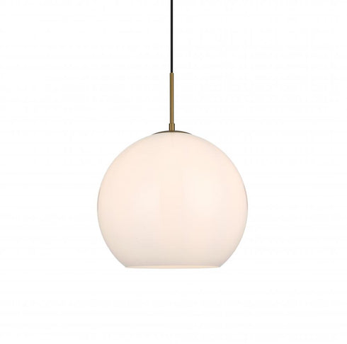 Elegant Lighting Baxter 14 inch Pendant Frosted White Shade in Satin Gold in Satin Gold and Frosted White Finish Model: LD2217SG