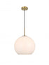 Elegant Lighting Baxter 14 inch Pendant Frosted White Shade in Satin Gold in Satin Gold and Frosted White Finish Model: LD2217SG