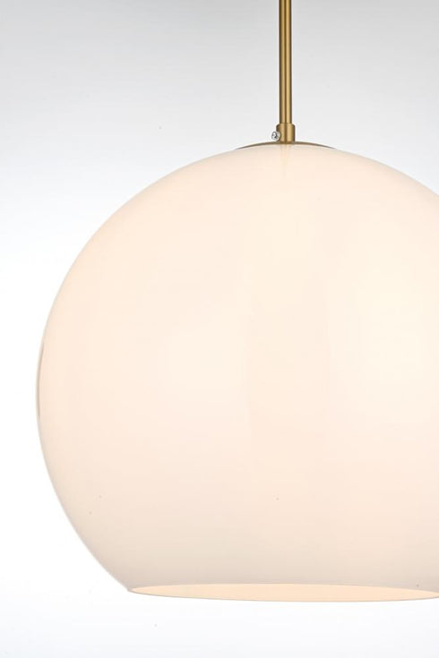 Elegant Lighting Baxter 14 inch Pendant Frosted White Shade in Satin Gold in Satin Gold and Frosted White Finish Model: LD2217SG