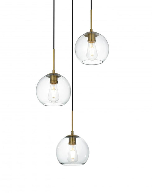 Elegant Lighting Baxter 18 inch Flush Mount Clear Shade in Satin Gold in Satin Gold and Clear Finish Model: LD2208SG