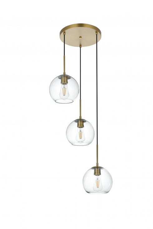 Elegant Lighting Baxter 18 inch Flush Mount Clear Shade in Satin Gold in Satin Gold and Clear Finish Model: LD2208SG