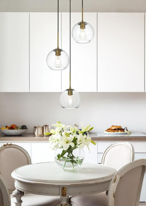 Elegant Lighting Baxter 18 inch Flush Mount Clear Shade in Satin Gold in Satin Gold and Clear Finish Model: LD2208SG