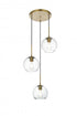 Elegant Lighting Baxter 18 inch Flush Mount Clear Shade in Satin Gold in Satin Gold and Clear Finish Model: LD2208SG