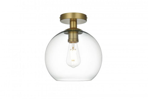 Elegant Lighting Baxter 18 inch Flush Mount Clear Shade in Satin Gold in Satin Gold and Clear Finish Model: LD2210SG