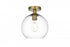 Elegant Lighting Baxter 18 inch Flush Mount Clear Shade in Satin Gold in Satin Gold and Clear Finish Model: LD2210SG