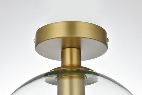 Elegant Lighting Baxter 18 inch Flush Mount Clear Shade in Satin Gold in Satin Gold and Clear Finish Model: LD2210SG