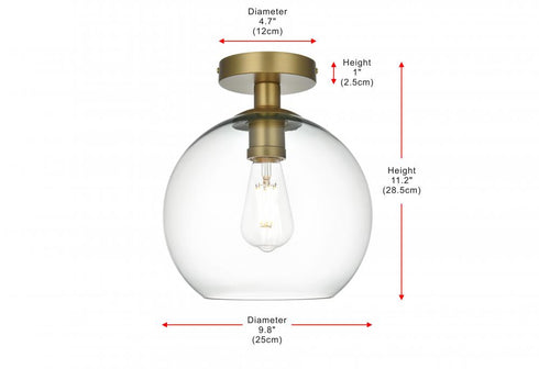 Elegant Lighting Baxter 18 inch Flush Mount Clear Shade in Satin Gold in Satin Gold and Clear Finish Model: LD2210SG
