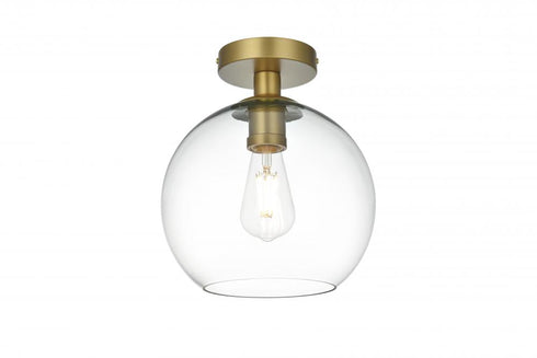 Elegant Lighting Baxter 18 inch Flush Mount Clear Shade in Satin Gold in Satin Gold and Clear Finish Model: LD2210SG