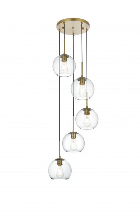 Elegant Lighting Baxter 18 inch Pendant Clear Shade in Satin Gold in Satin Gold and Clear Finish Model: LD2226SG