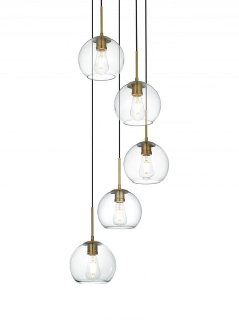 Elegant Lighting Baxter 18 inch Pendant Clear Shade in Satin Gold in Satin Gold and Clear Finish Model: LD2226SG